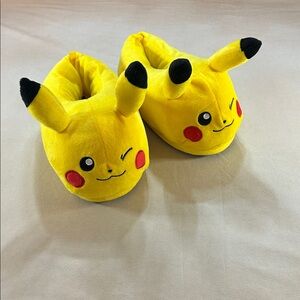 Yellow Pikachu Plush Slippers